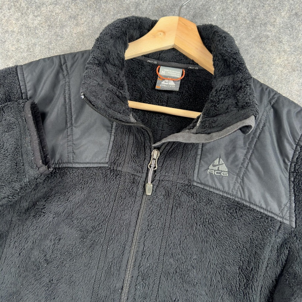 Nike ACG Fleece Jacket Mens Medium Black Sherpa Full Zip Insulated Hiking